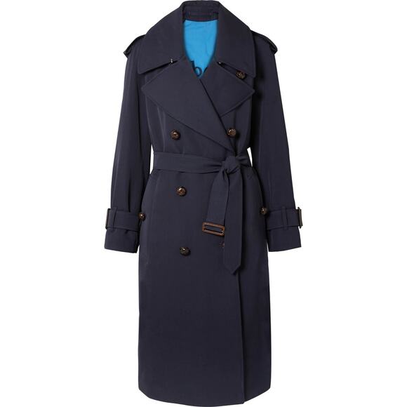 NWT Burberry The Regina Women Size 8 Wool Gabardine Long Trench Coat Navy $2,890 - Picture 1 of 12